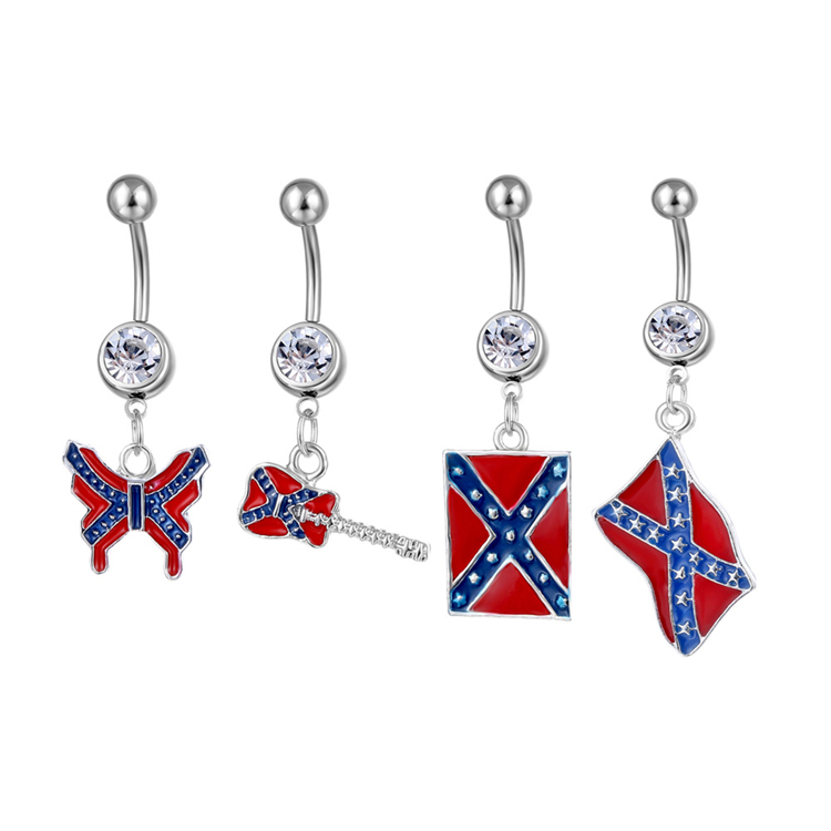 Body sieraden Body Piercing Bell -knop Ringen Mooie nationale vlag vlinder hanger navelring navelstreng navel 2991