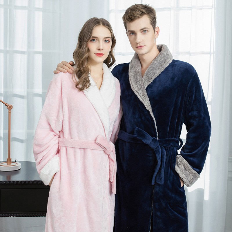 Outono e inverno camisola de flanela mais lã engrossado casal pijamas longos masculinos senhoras linda casa wear