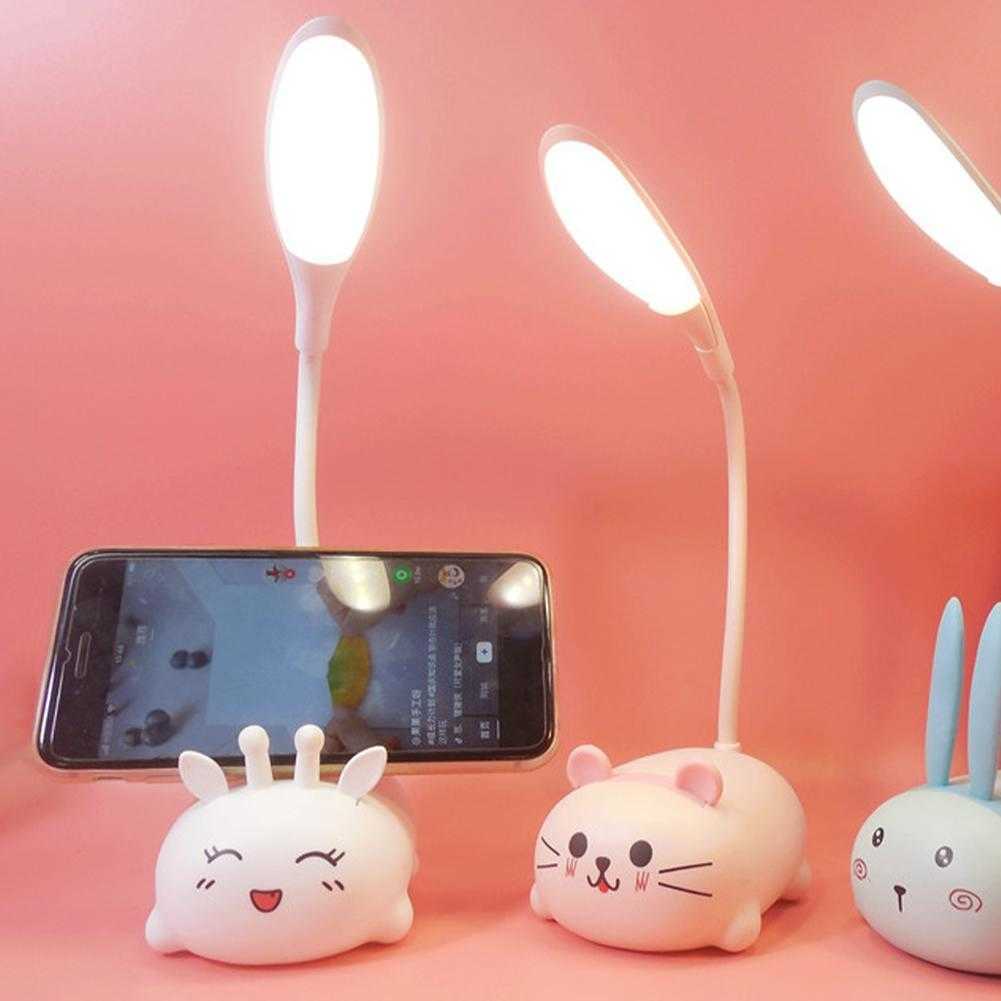 Lampes de bureau Dessin animé mignon Animal de compagnie ours cochon chat chien USB Recharge batterie LED Table veilleuse enfant Protection des yeux blanc chaud lampe de bureau P230412