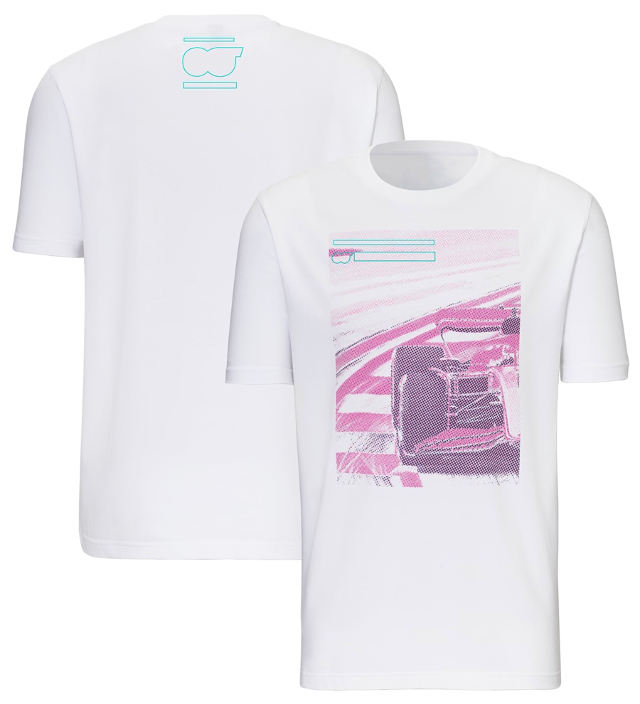 F1レーシングプリントTシャツ2023フォーミュラ1チームロゴメンズホワイトTシャツ夏ファッションスポーツブランドメンズOネックTシャツジャージー