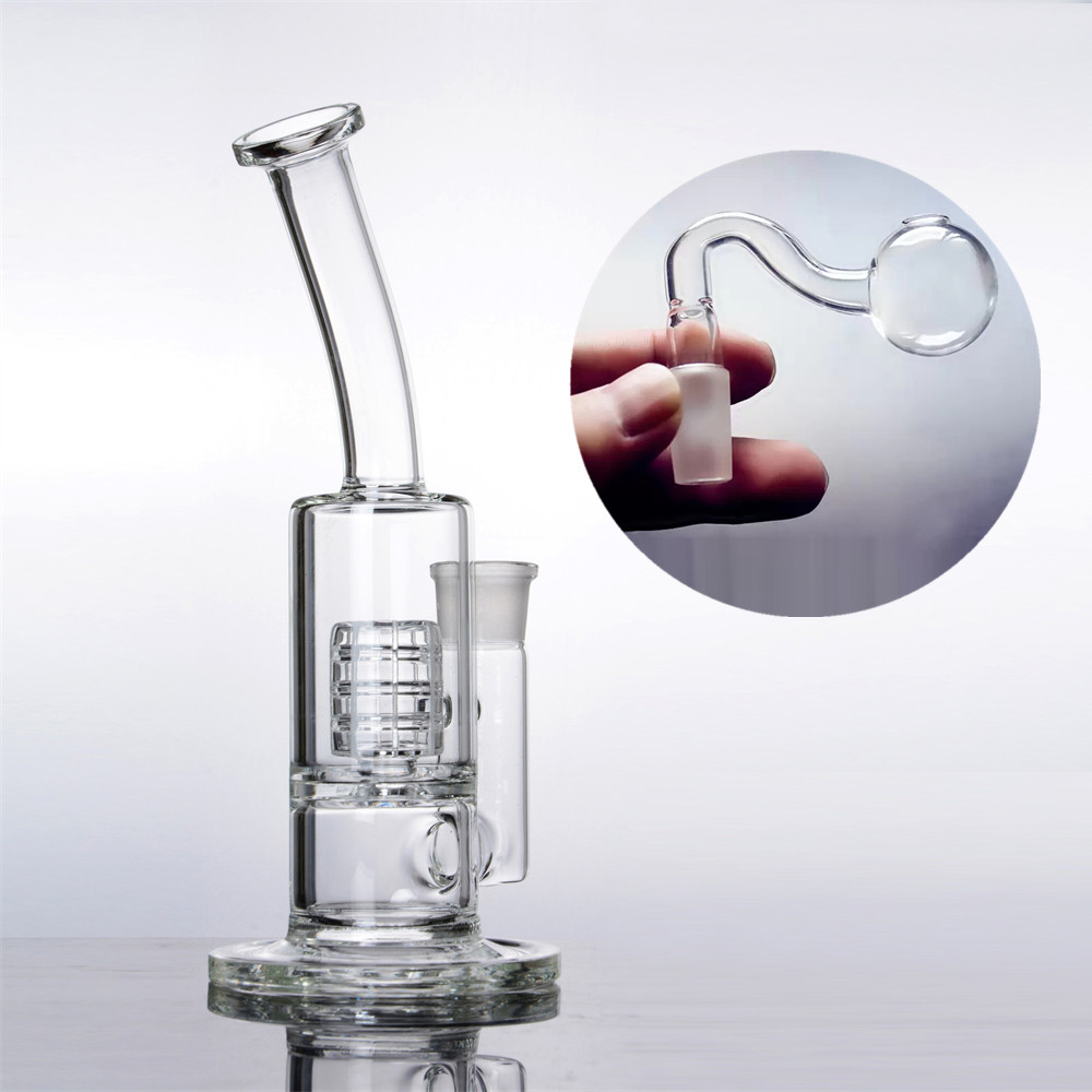 Grube szklane szisza Bubbler z matrycą Stereo Perc szklana fajka wodna Bongs z 18mm palnikiem olejowym klatka dla ptaków dyfuzja Dab Rigs akcesoria do palenia