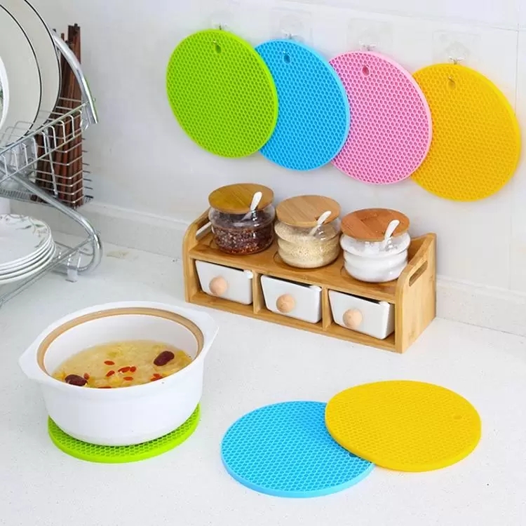 Tapis rond en Silicone résistant à la chaleur boisson tasse sous-verres isolation anti-dérapant porte-Pot épaissir Table napperon accessoires de cuisine