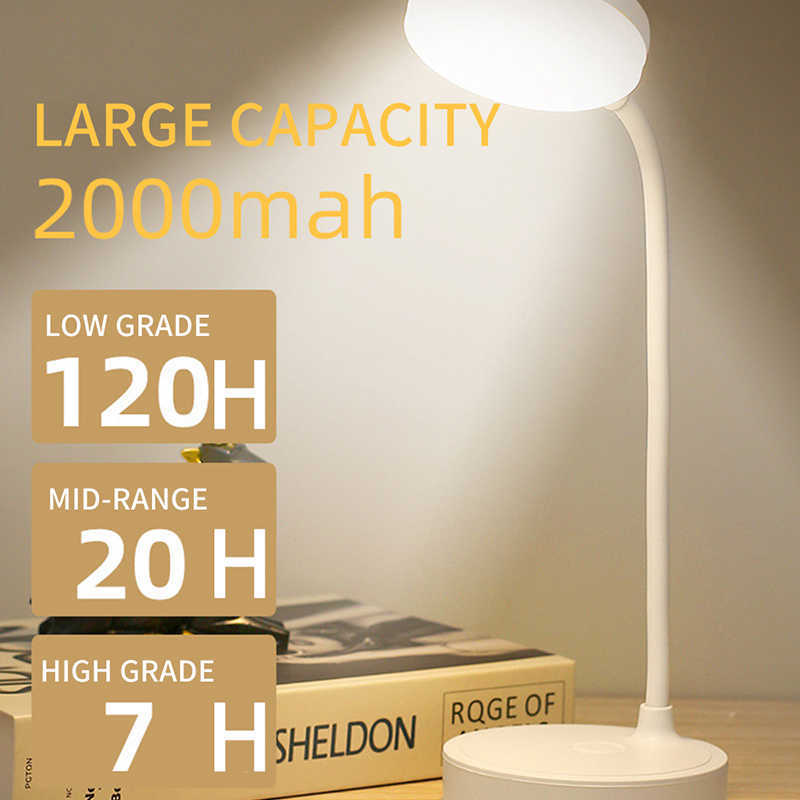 Bureaulampen LED Desk Lamp USB aangedreven tafel Licht aanraking Diming draagbare lamp 3 kleur Stepless dimbare oogbescherming slaapkamer bedkamer bedlamp P230412