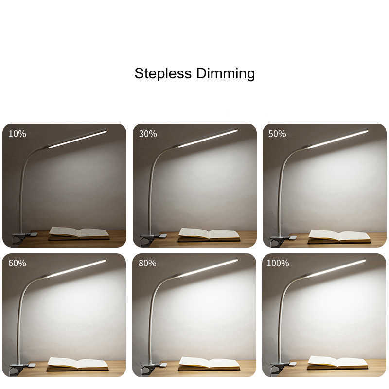 Desk Lamps LED 360 Folding Clamp Desk Lamp Eye Protection Rechargeable Table Lamp Clip On Light For Bed Reading Working And Computers P230412