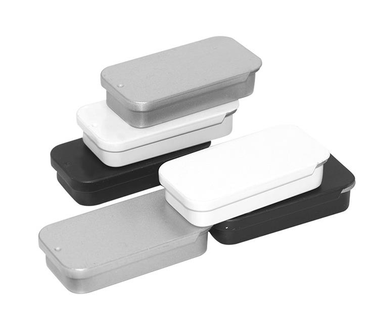 50x25x10mm metalen dozen schuifdop tinnen containers zwarte rechthoek metalen tinnen doos lege opslag organizer blikken voor kaarsen snoepjes geschenken sn5217