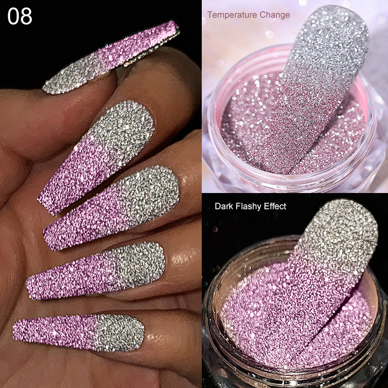 Nagelkristallpulver reflekterande glitter för naglar glänsande pigment iriserande glas Mikroborr Naglarpulverdekorationer