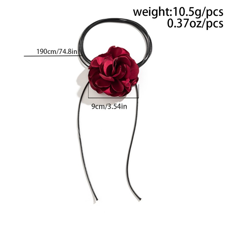 Elegant Goth Satin Surface Rose Flower Clavicle Chain Necklace Women Adjustable Choker Wed Jewelry Y2K Accessories