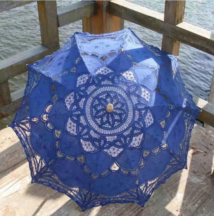 Klasyczne parasol wielokolorowy szlachetny elegancki pałac w stylu pałacu długie ramię parasol/haft gingham koronkowy parasol