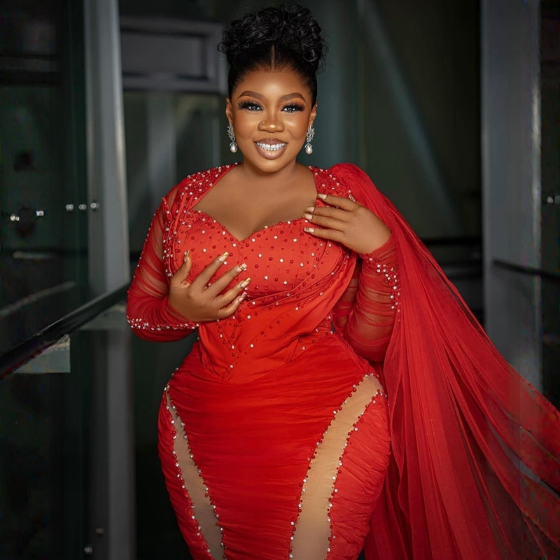 2023 Plus Size Aso Ebi Prom Dresses Red Mermaid Long Tulle Sleeves Sweetheart Neck African Nigeria Dresses Vestidos rets de soiree deved exhed exhended odrics