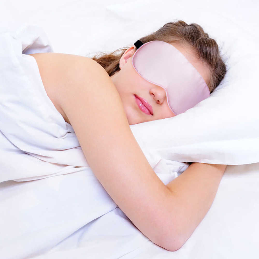 Maschere dormire Benda occhi dormiente in seta naturale rosa Maschera occhi morbida e liscia dormire con blocchi di cinghie regolabili Copertura ombretti leggeri Benda gli occhi J230602