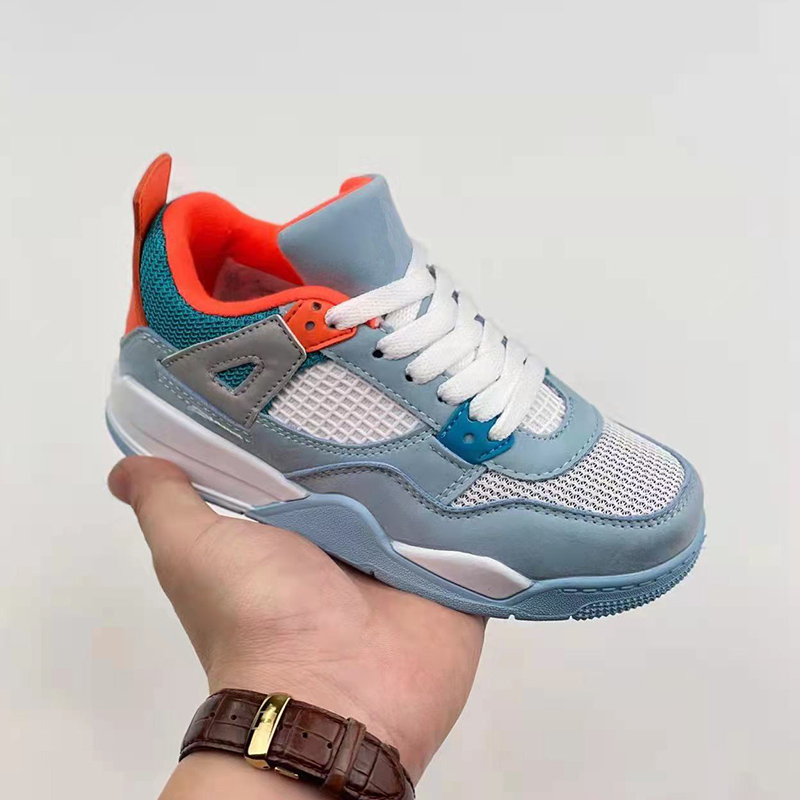 Jumpman 4 Retro Crianças Tênis de Basquete Infantil Crianças Chicago 4S Menino Menina Sneaker Luz Verde Luzes Cinza Cáqui Bebê Treinadores Ao Ar Livre Crianças Eur 26-35