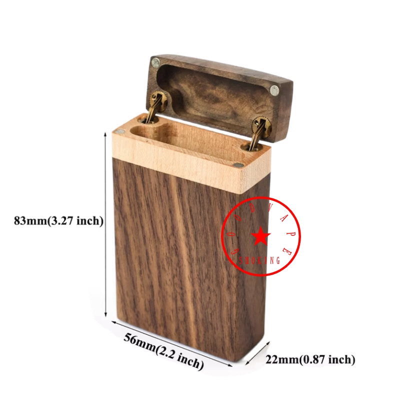 Boîte de rangement de cigarettes en bois de noyer naturel, boîte de rangement de cigarettes pré-roulées, aimant portable, couvercle à rabat innovant, support de logement de tabac à herbes sèches, étui de rangement en bois DHL