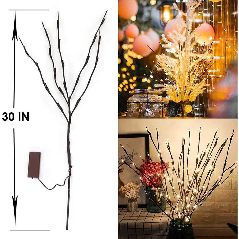 クリスマスの装飾20 LED Twig Lighted Branch Filler Tree Branch Light Light Christmas Christmas Christmas New Year Lights Night Lampl231111