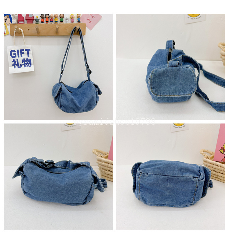 Vintage denim barns messenger väska solida färg pojkar barn reser axelväskor enkla flickor handväskor duk crossbody väska