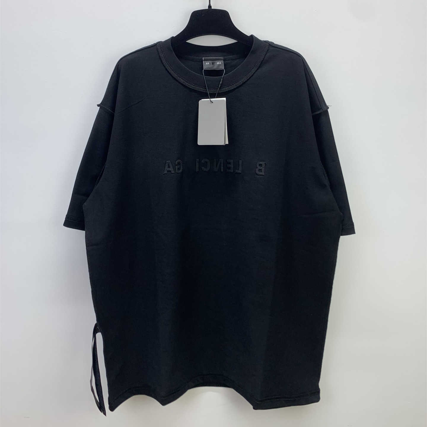 Designer t shirt Shirt High Version 2023 Summer Family Mirror Letter Embroidery OS Loose Reverse Wear Sleeve T-shirt