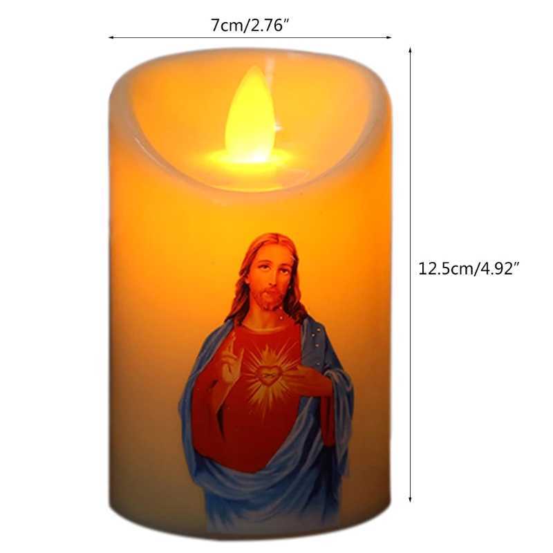 Doftande ljus Jesus Kristusljus Lamp Led Tealight Romantic Pillar Light Battery Operated Creative Flameless Electronic Candle Candles Home P230412