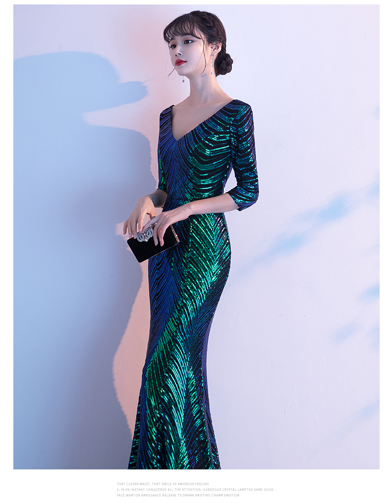 Vestido de noite Long Sparkle New Green Green-deco