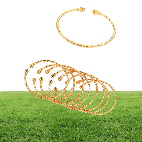 DIY Whole dom size Solid Yellow Gold Filled Dubai bangles Fine Gold Helix Ethiopian bangle bracelet African Women8408048