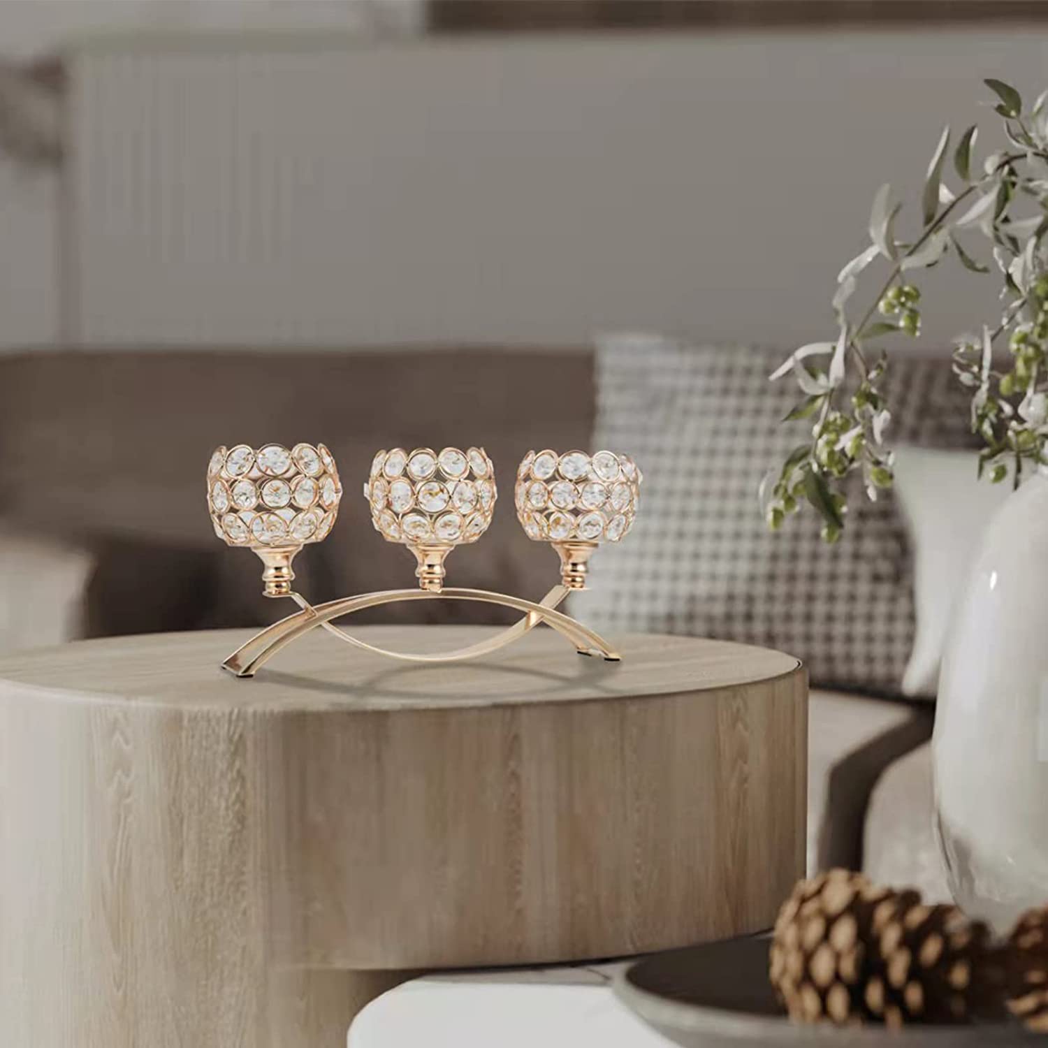 Metallljushållare Ljusstake Crystal Coffee Dining Table Centerpieces Stand Candlesticks Wedding Christmas Home Decoration