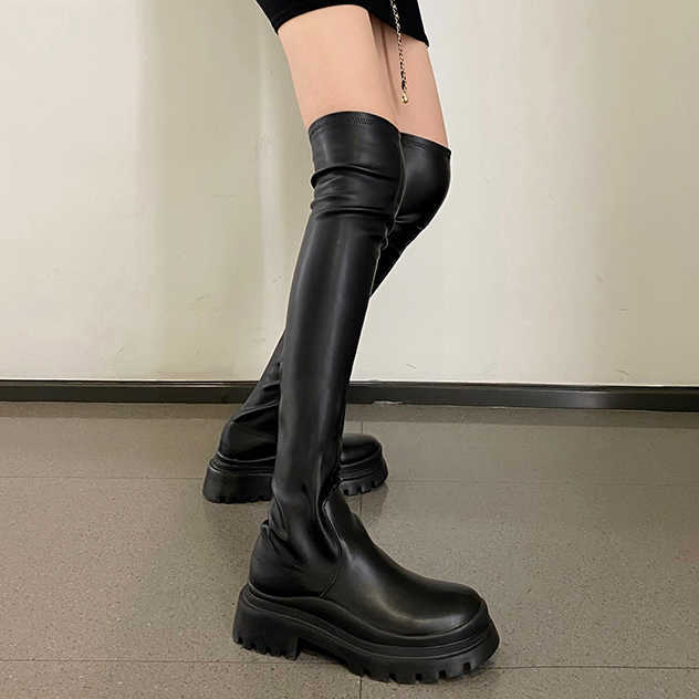 Boots 2022winter Gladiator Fashion Pu Кожаные каблуки ботинки ботинки женщины на колене на мотоцикле Motorcycle Motorcycle Chelsea Boots AA230412