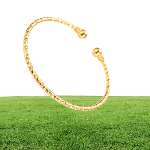 DIY Whole dom size Solid Yellow Gold Filled Dubai bangles Fine Gold Helix Ethiopian bangle bracelet African Women8408048