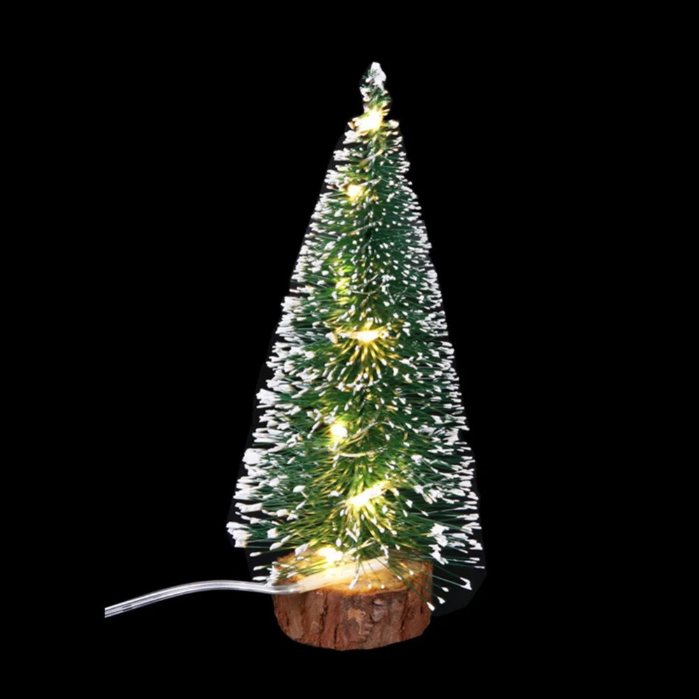 Juldekorationer Green Cedar LED -lampor Pine Needle Tree Desktop Ornament Gift Mini 231113