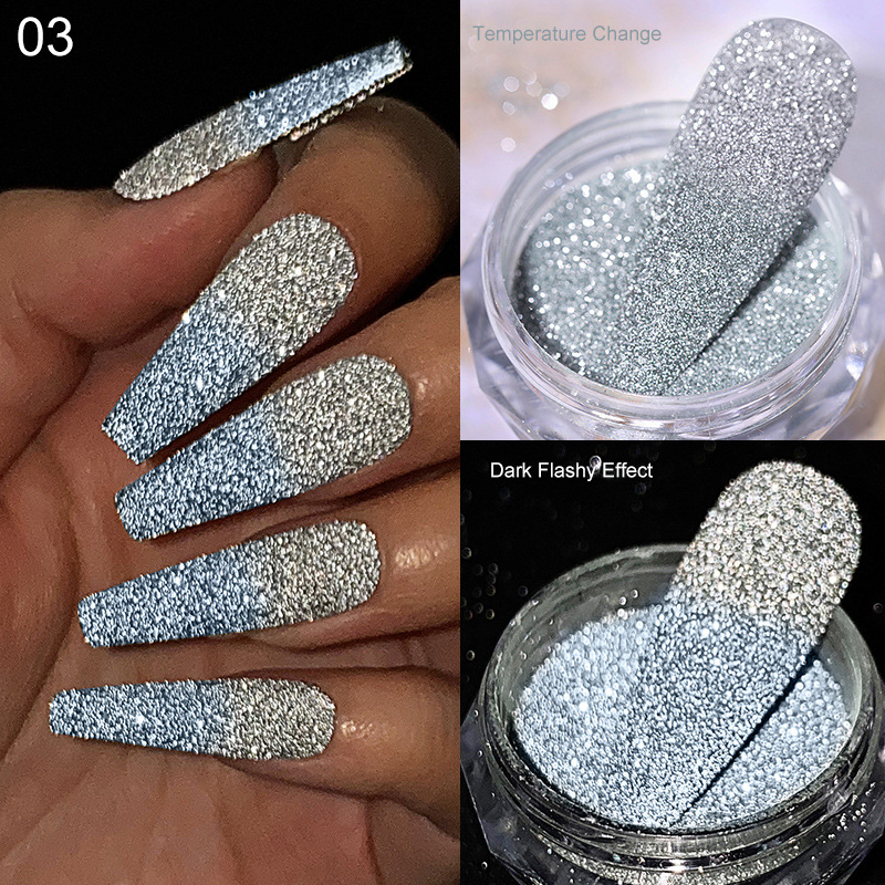 Nagelkristallpulver, reflektierende Glitzer für Nägel, glänzendes Pigment, schillerndes Glas, Mikrobohrer, Nagelpulver-Dekorationen