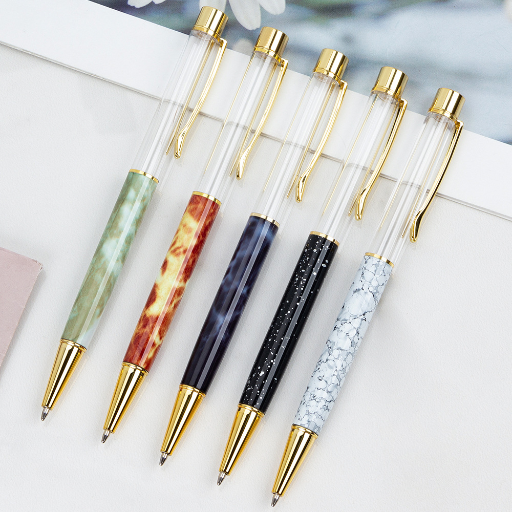 DIY PEN MARBLE CRYSTAL BALLPOINT PENNS handgjorda självmonterande sandskal Glitter Foating Dh87