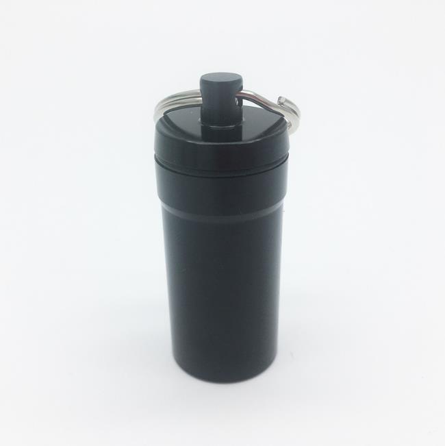 Keychain Holder Aluminium Vattentät förvaring Bottle Pill Case Box Stash Jars Bottle Jewelry Container Keyring 52*22mm