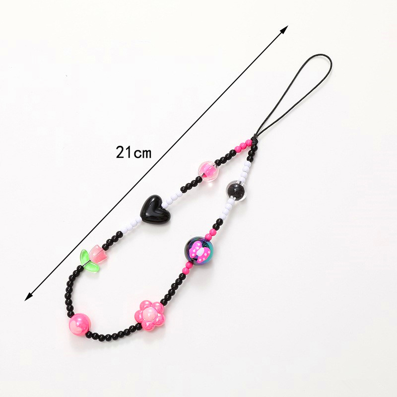 DIY Cell Phone Case Charm Chain Anti-Lost Wrist Straps Handmade Bracelets Acrylic Lanyard Butterfly Keychain Beaded Colorful Hanging Cord Universal