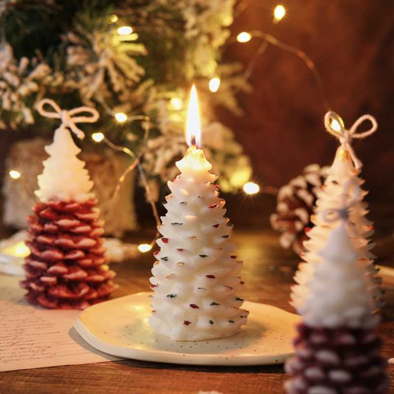香りのあるキャンドルクリスマスキャンドルホームデコレーション装飾芳香族キャンドル新年飾りホワイトクリスマスツリーキャンドルテーブル装飾P230412