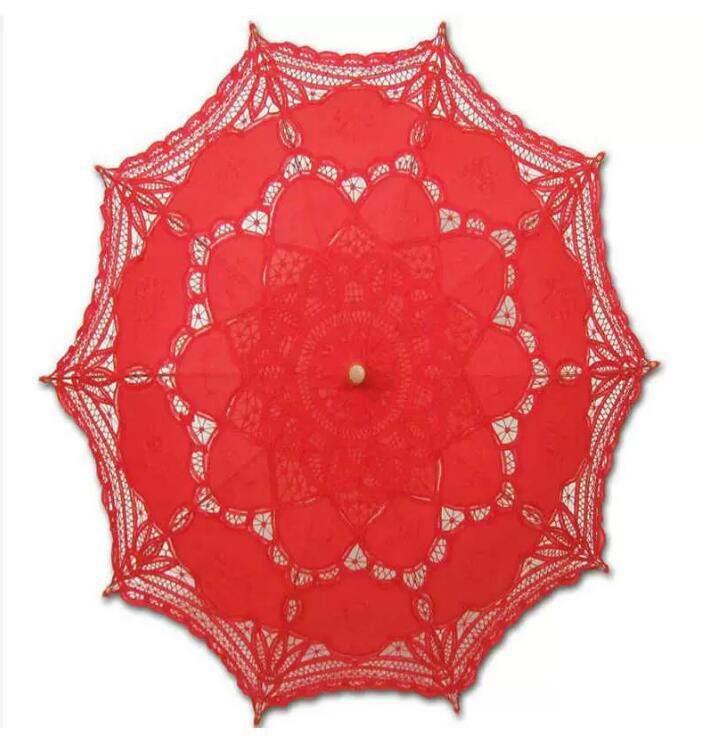 klassische Regenschirme mehrfarbiger edler eleganter Palast-Art-langer Arm-Hochzeits-Regenschirm/Stickerei-Gingham-Spitzen-Sonnenschirm