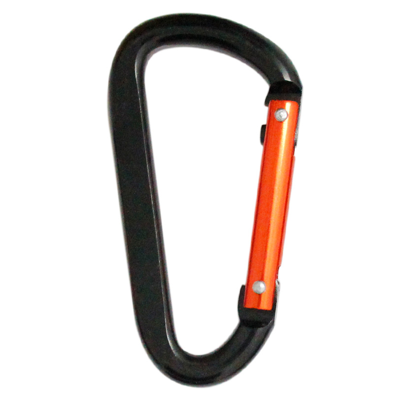 Caribeener Carabiner Clip Black Carabiner podwójny nit D klamra kształtu - breloki, kemping, akcesoria turystyczne, karabinki do blokowania smyczy dla psa, uprząż, huśtawka jogi, siłownia