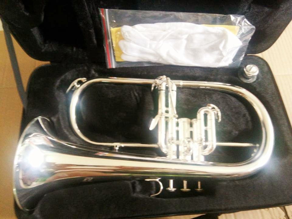 Professionella flugelhorns silverpläterade B platt BB Professionell trumpet Topp mässing Musikinstrument Trompete Horn Frakt
