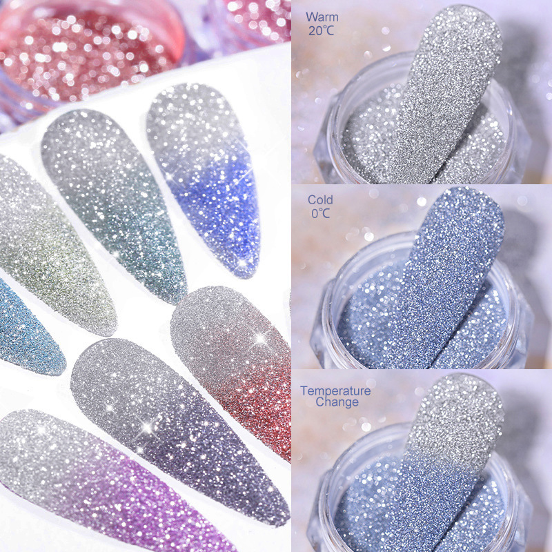 Pó de cristal para unhas, brilhos reflexivos para unhas, pigmento brilhante, vidro iridescente, micro broca, decorações em pó para unhas