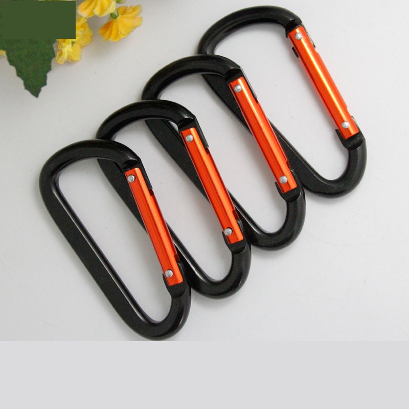 Caribeener Carabiner Clip Black Carabiner podwójny nit D klamra kształtu - breloki, kemping, akcesoria turystyczne, karabinki do blokowania smyczy dla psa, uprząż, huśtawka jogi, siłownia