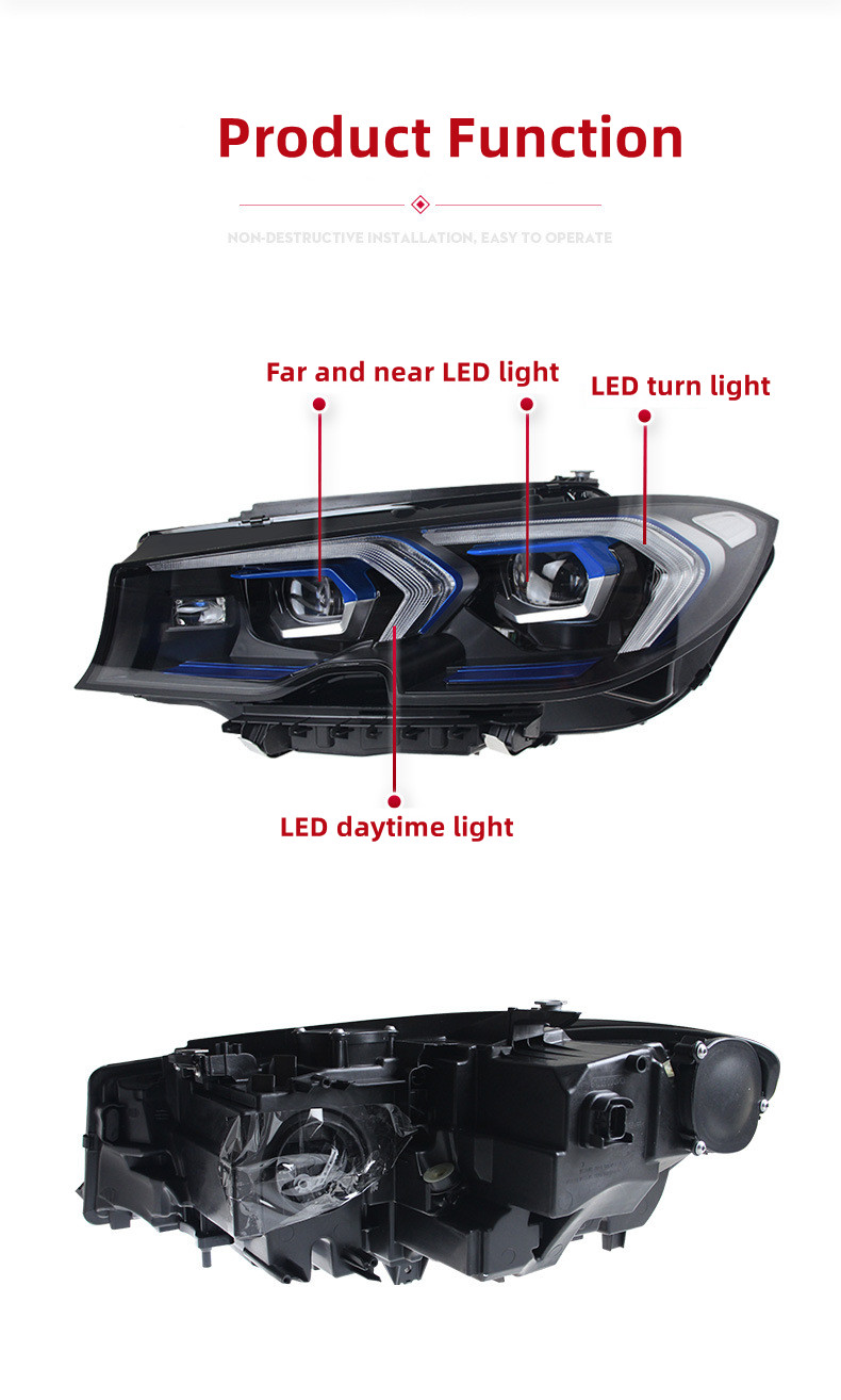 Upgrade der Scheinwerferbaugruppe für BMW G20 G28 3er 20 19–20 22, Voll-LED-Tagfahrlicht, Blinker, M3-Stil