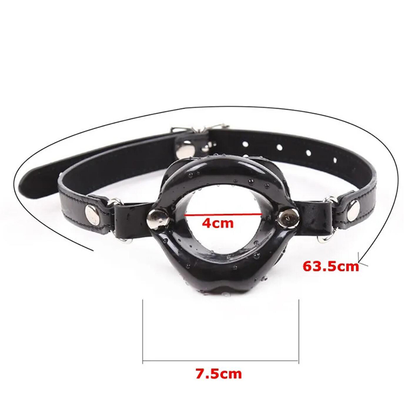 Fetish Oral Sex PU Leather Rubber Open Mouth Gag For Man Woman BDSM Bondage Lips O Ring Gag Sex Toys For Couples