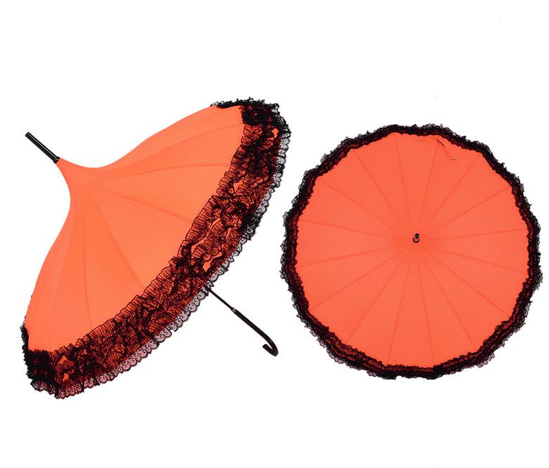 Parapluie en dentelle semi-matique élégant Parapluies de pagode ensoleillés et pluvieux fantaisie 14 couleurs disponibles Hhdct