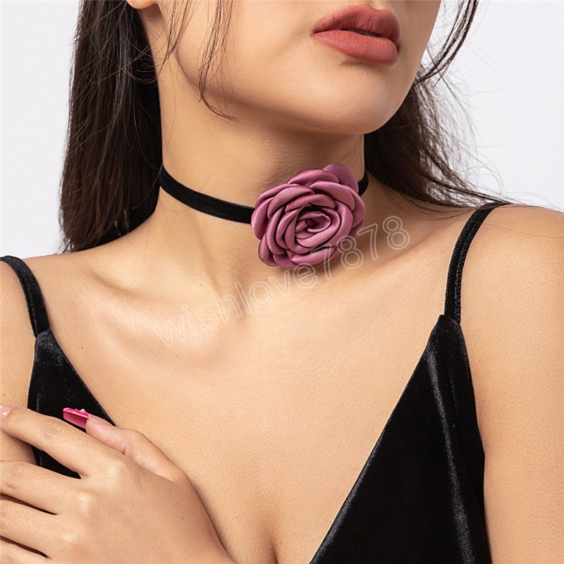 Rose Blume Schlüsselbein Kette Halskette für Frauen Sexy verstellbar Seil Choker Mi Schmuck Geschenk Y2K Zubehör