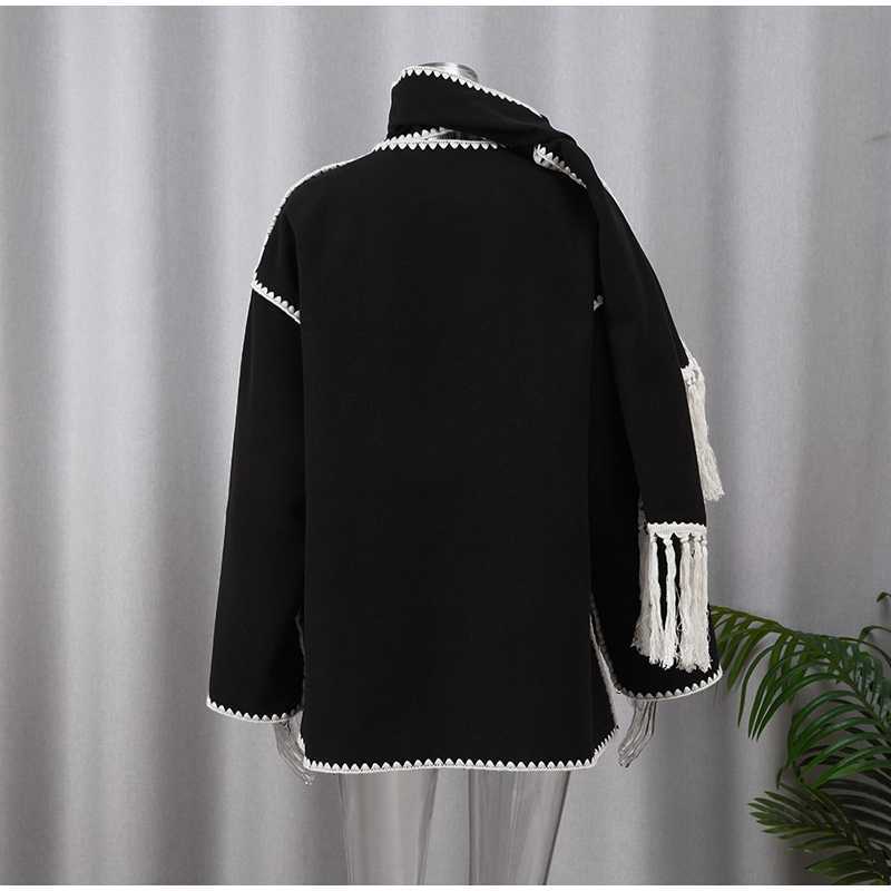 Designer clothes Fashion clothes Women's Wool Blends Women Splice Cashmere Coat Autumn Winter Warm Streetwear