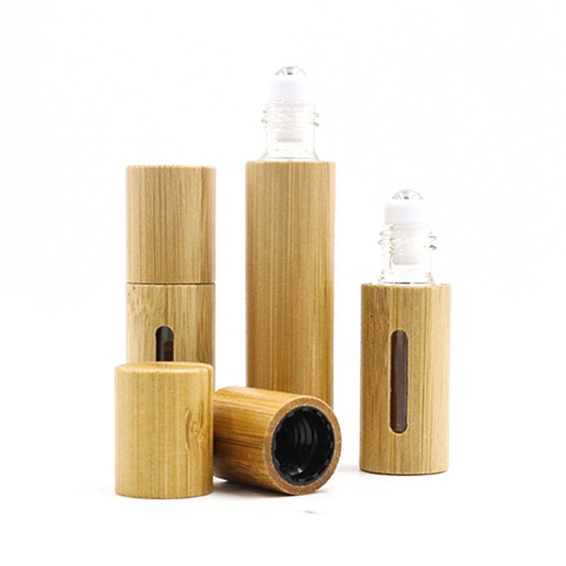 10 ML Bamboo Roll On Flasche Offenes Fenster Kreative Glasflaschen für ätherische Öle Mini Kosmetik Leere Abfüllung dh8600