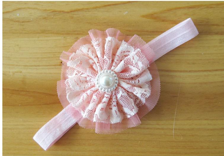 Hair Accessories For Infant Baby Lace Big Flower Pearl Princess Babies Girl Hair Band Headband Baby's Head Band Kids Hairwear