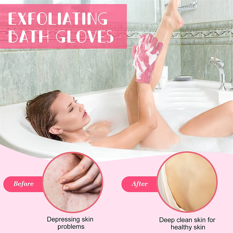 Groothandel exfoliërende douchebadhandschoenen Badborstels voor douche spa -massage en body scrubs Dead Skin Cell Remover Solft en geschikt voor mannen vrouwen