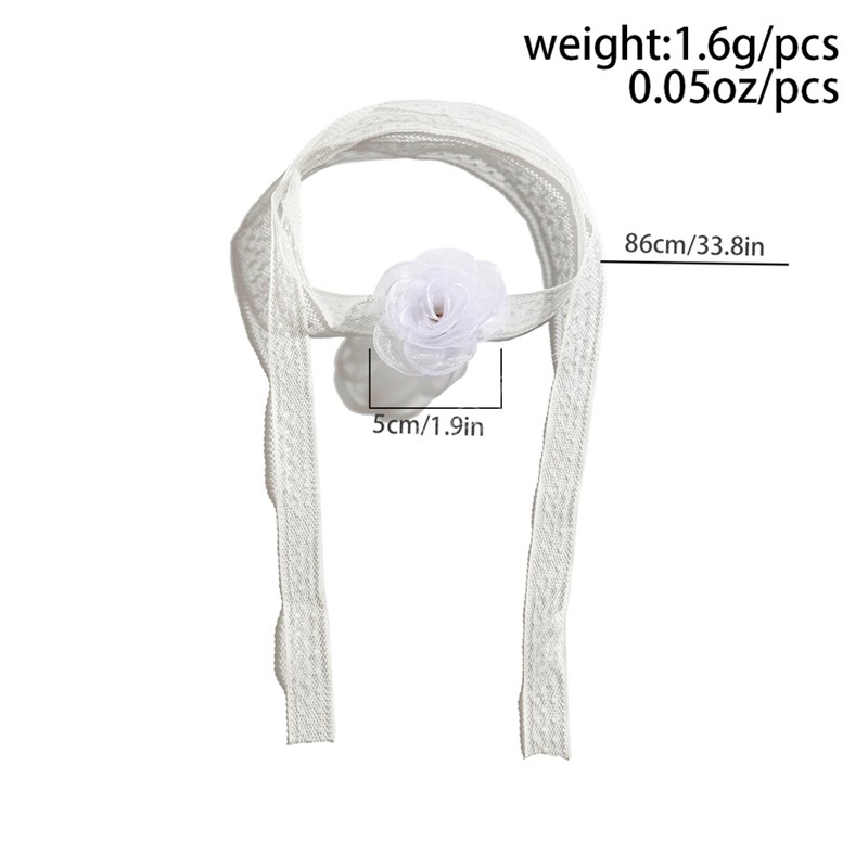 Französische Retro-weiße Spitze-Rosen-Blumen-Band-Halskette für Frauen Elegante kurze Schlüsselbeinkette Y2K Mi Zubehör