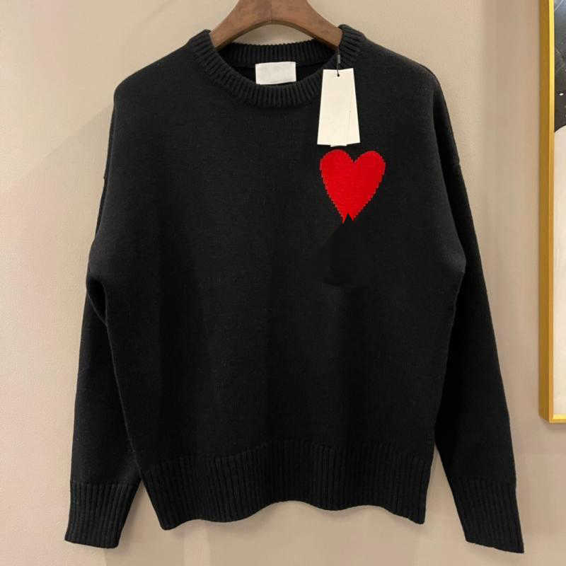 AMIS  Designer Sweater Amiswater Jumper Hoodie Winter Thick Sweatshirt Jacquard A-word Red Love Heart Pullover Men Women 