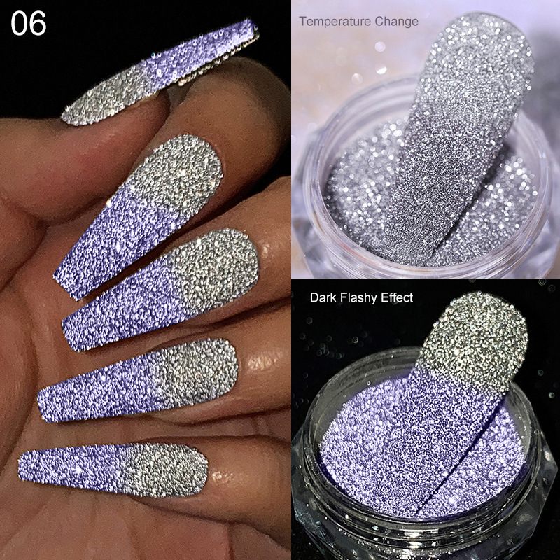 Nagelkristallpulver reflekterande glitter för naglar glänsande pigment iriserande glas Mikroborr Naglarpulverdekorationer