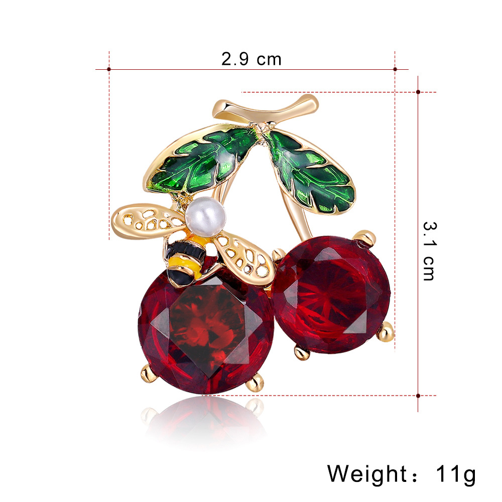 Śliczna osobowość biżuteria wiśniowa broszka biżuteria damskie Pinki owocowe