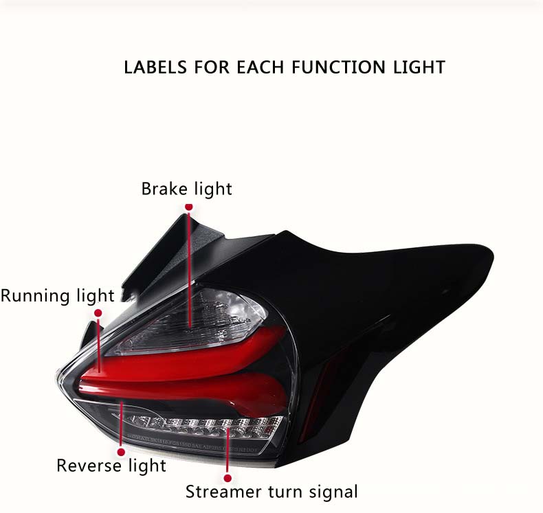 Ensemble de feu arrière de voiture frein de stationnement arrière en cours d'exécution lampe arrière LED feu arrière dynamique Streamer clignotant pour Ford Focus hayon 15-17