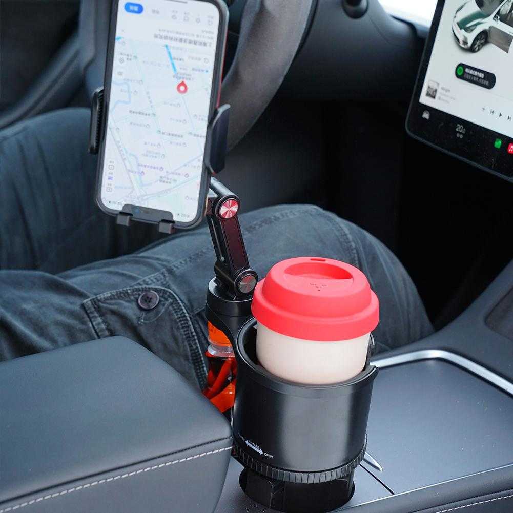 Nieuwe Universal Car Cup Holder Expander met telefoonmontage mobiele telefoon Mount voor auto compatibel voor iPhone Samsung Xiaomi Huawei Holder